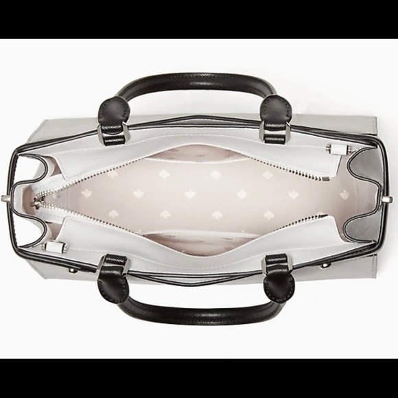 Kate Spade Staci Medium Top Zip Satchel Crossbody Colorblock Grey White Black - Picture 6 of 6